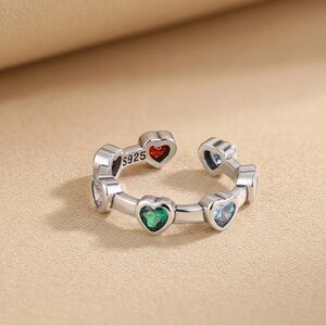 Silver Heart Gemstone Ring